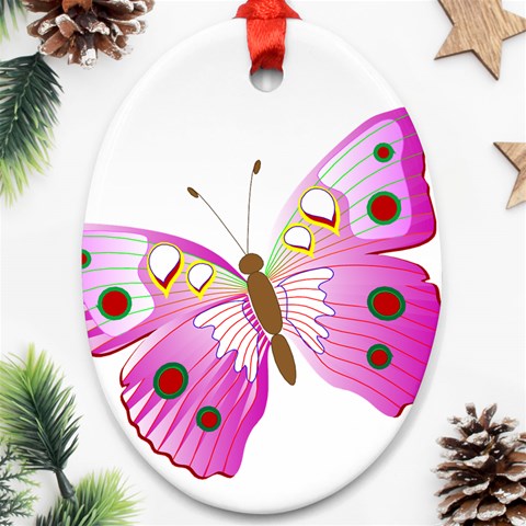 Pink & Purple Butterfly Ornament (Oval) from ArtsNow.com Front