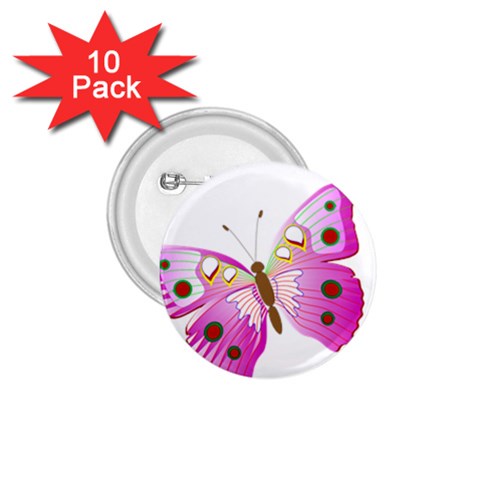 Pink & Purple Butterfly 1.75  Button (10 pack)  from ArtsNow.com Front