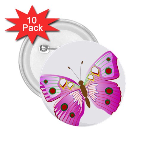 Pink & Purple Butterfly 2.25  Button (10 pack) from ArtsNow.com Front