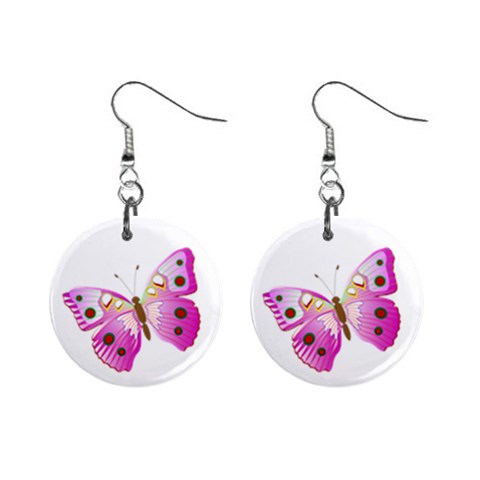 Pink & Purple Butterfly 1  Button Earrings from ArtsNow.com Front