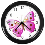 Pink & Purple Butterfly Wall Clock (Black)