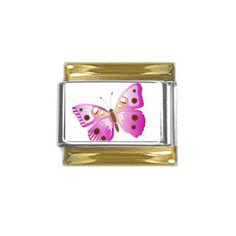 Pink & Purple Butterfly Gold Trim Italian Charm (9mm) from ArtsNow.com Front