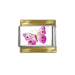 Pink & Purple Butterfly Gold Trim Italian Charm (9mm)