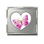 Pink & Purple Butterfly Mega Link Heart Italian Charm (18mm)