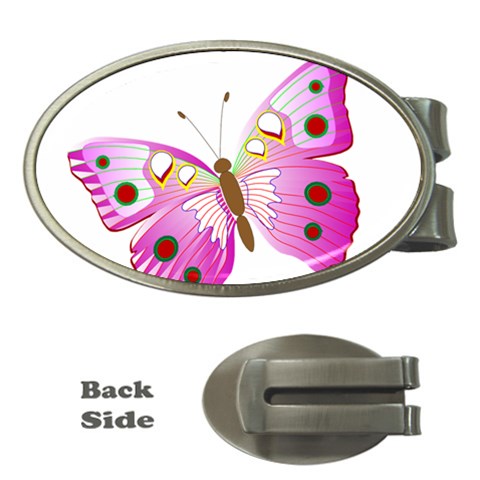 Pink & Purple Butterfly Money Clip (Oval) from ArtsNow.com Front