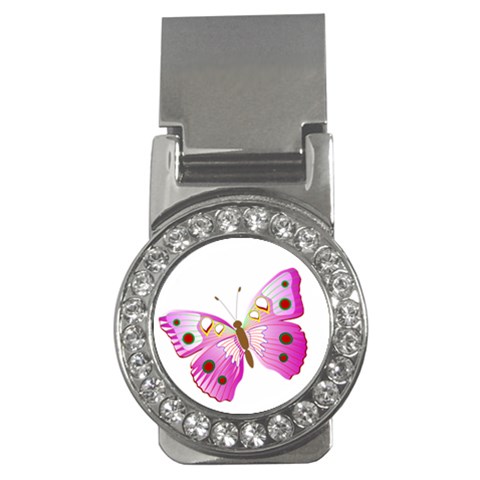 Pink & Purple Butterfly Money Clip (CZ) from ArtsNow.com Front