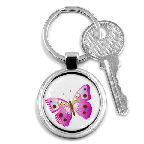 Pink & Purple Butterfly Key Chain (Round) from ArtsNow.com Front