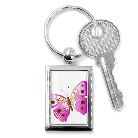 Pink & Purple Butterfly Key Chain (Rectangle) from ArtsNow.com Front