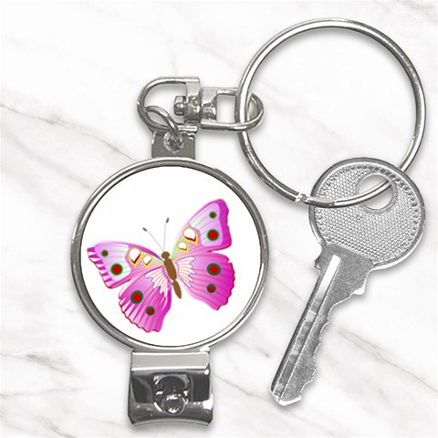 Pink & Purple Butterfly Nail Clippers Key Chain from ArtsNow.com Front