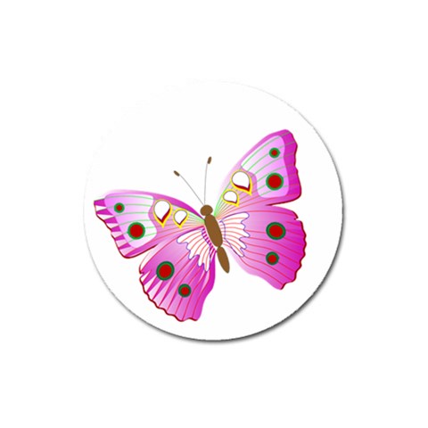 Pink & Purple Butterfly Magnet 3  (Round) from ArtsNow.com Front