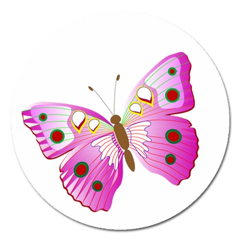 Pink & Purple Butterfly Magnet 5  (Round) from ArtsNow.com Front