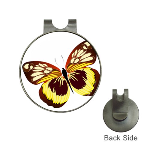 Brown & Yellow Butterfly Golf Ball Marker Hat Clip from ArtsNow.com Front