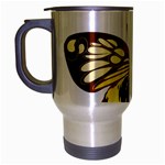 Brown & Yellow Butterfly Travel Mug (Silver Gray)