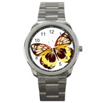 Brown & Yellow Butterfly Sport Metal Watch