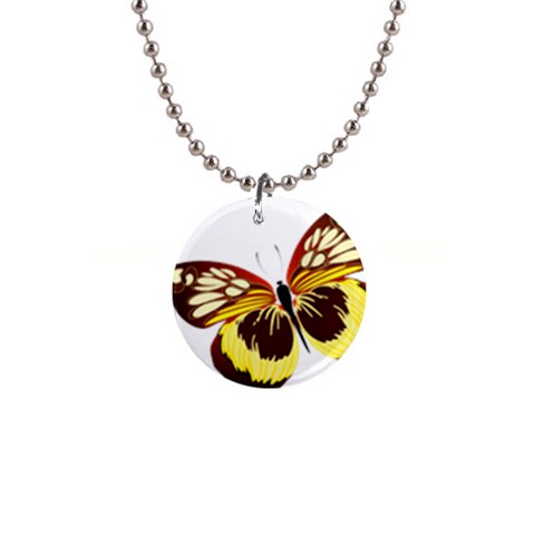 Brown & Yellow Butterfly 1  Button Necklace from ArtsNow.com Front