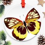 Brown & Yellow Butterfly Round Ornament (Two Sides)