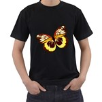 Brown & Yellow Butterfly Black T-Shirt