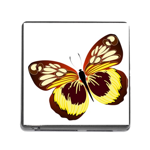 Brown & Yellow Butterfly Memory Card Reader with Storage (Square) from ArtsNow.com Front