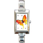 Orange & Yellow Flame Butterfly Rectangular Italian Charm Watch