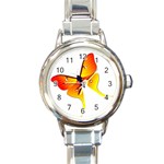 Orange & Yellow Flame Butterfly Round Italian Charm Watch