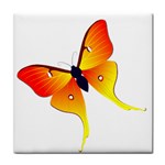 Orange & Yellow Flame Butterfly Tile Coaster