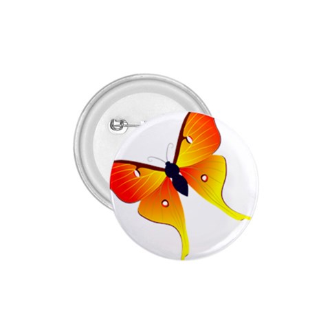 Orange & Yellow Flame Butterfly 1.75  Button from ArtsNow.com Front