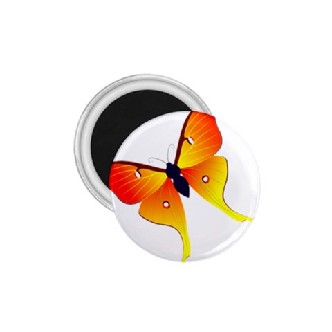 Orange & Yellow Flame Butterfly 1.75  Magnet from ArtsNow.com Front