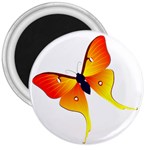Orange & Yellow Flame Butterfly 3  Magnet