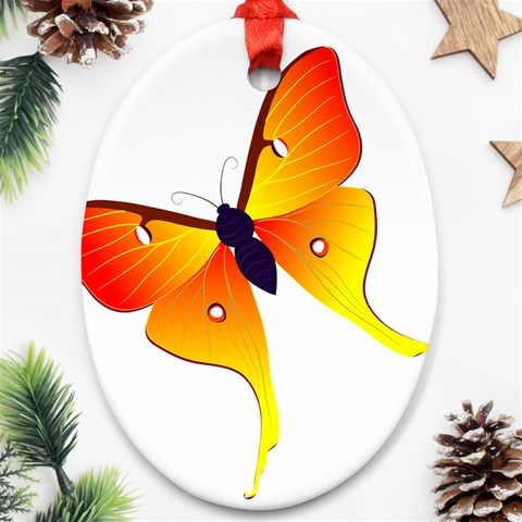 Orange & Yellow Flame Butterfly Ornament (Oval) from ArtsNow.com Front