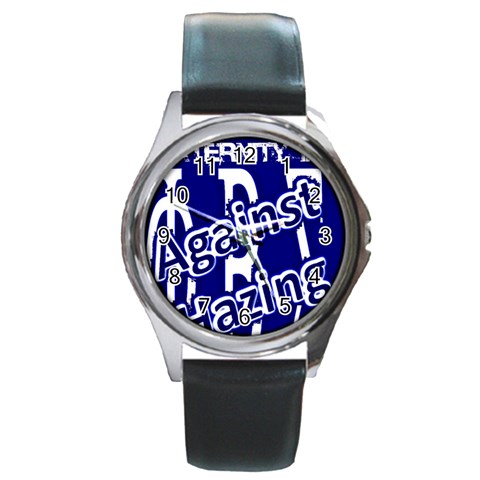 SIGMA2_against_hazing Round Metal Watch from ArtsNow.com Front