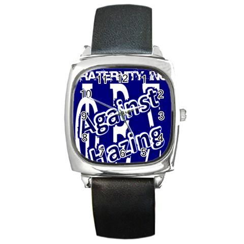 SIGMA2_against_hazing Square Metal Watch from ArtsNow.com Front