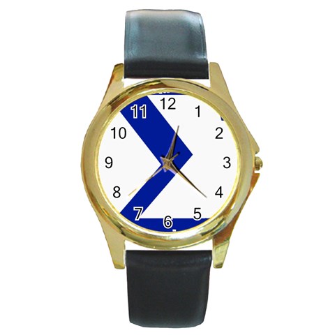 sigma GreekLetter Round Gold Metal Watch from ArtsNow.com Front