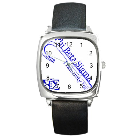 sigma 4_canes_peppermint_singl Square Metal Watch from ArtsNow.com Front