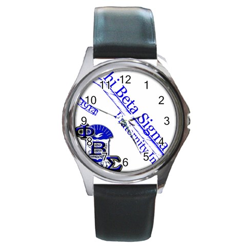sigma 4_canes_peppermint_ Round Metal Watch from ArtsNow.com Front