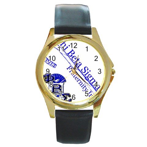 sigma 4_canes_peppermint_ Round Gold Metal Watch from ArtsNow.com Front