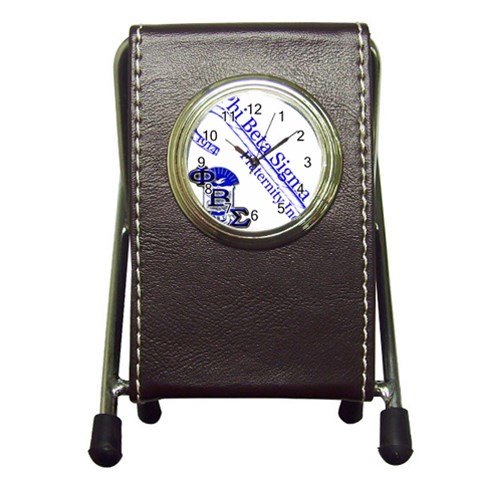 sigma 4_canes_peppermint_ Pen Holder Desk Clock from ArtsNow.com Front