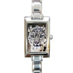 Snow Leopard Rectangular Italian Charm Watch