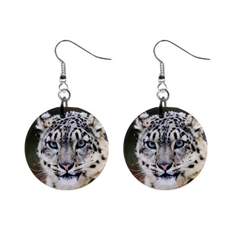 Snow Leopard 1  Button Earrings from ArtsNow.com Front