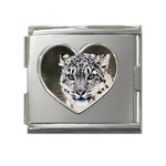 Snow Leopard Mega Link Heart Italian Charm (18mm)