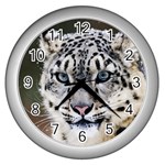 Snow Leopard Wall Clock (Silver)