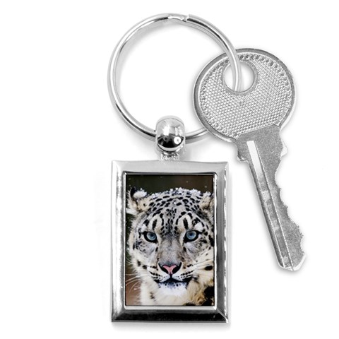 Snow Leopard Key Chain (Rectangle) from ArtsNow.com Front