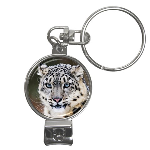 Snow Leopard Nail Clippers Key Chain from ArtsNow.com Front