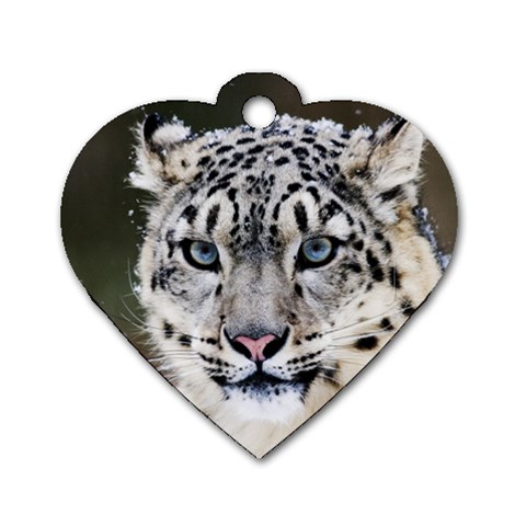 Snow Leopard Dog Tag Heart (One Side) from ArtsNow.com Front