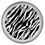 Zebra Skin 1 Wall Clock (Silver)