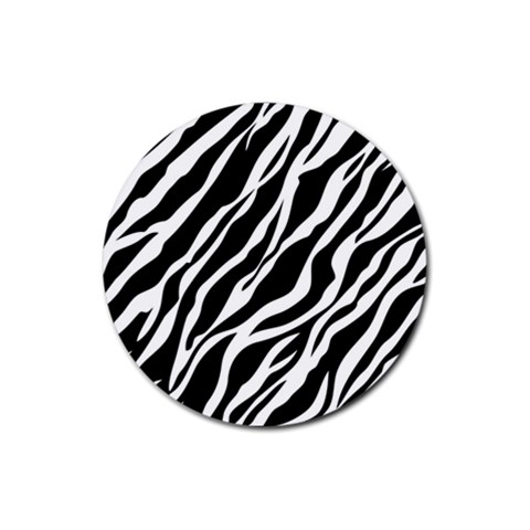 Zebra Skin 1 Rubber Round Coaster (4 pack) from ArtsNow.com Front