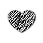 Zebra Skin 1 Rubber Coaster (Heart)