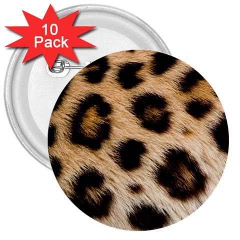 Leopard Skin 3  Button (10 pack) from ArtsNow.com Front