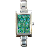 Peacock Feather 1 Rectangular Italian Charm Watch