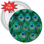 Peacock Feather 1 3  Button (10 pack)