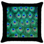 Peacock Feather 1 Throw Pillow Case (Black)